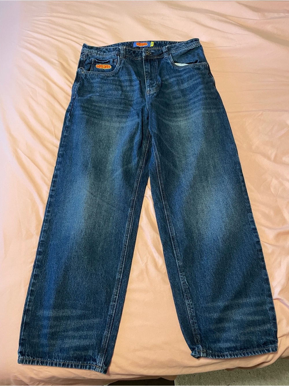Empyre Men’s Relaxed Wide-Leg Blue Denim Jeans